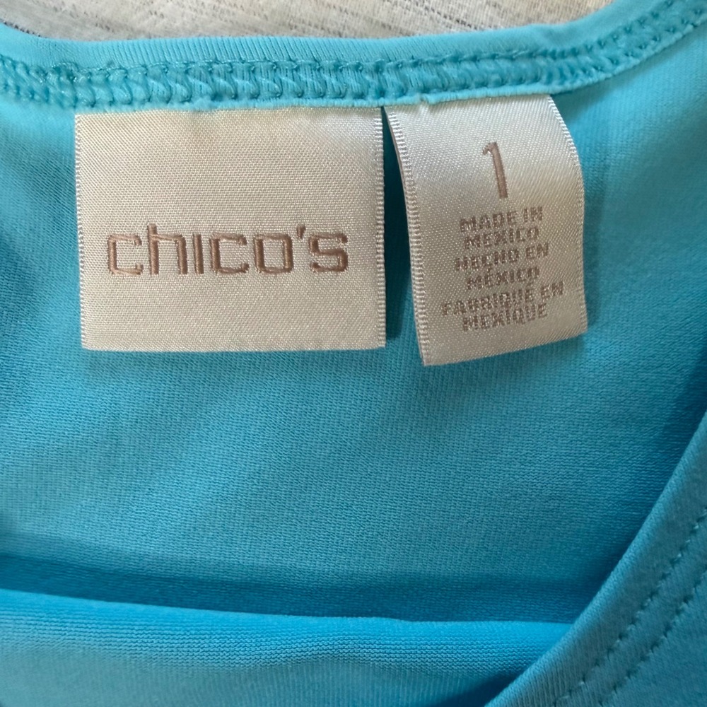 Chico's Women Size 1 (M) Turquoise Blue Tank Top Scoop Neck Stretch 4501759783 - Picture 2 of 10